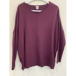 Chico's Sweater‎ 3 US XL 16 Plum Purple Cashmere Blend Soft Cozy Pullover